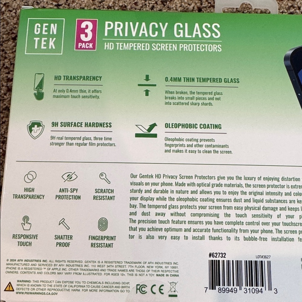 Privacy Glass Screen Protector for iPhone - Black - Picture 5 of 5